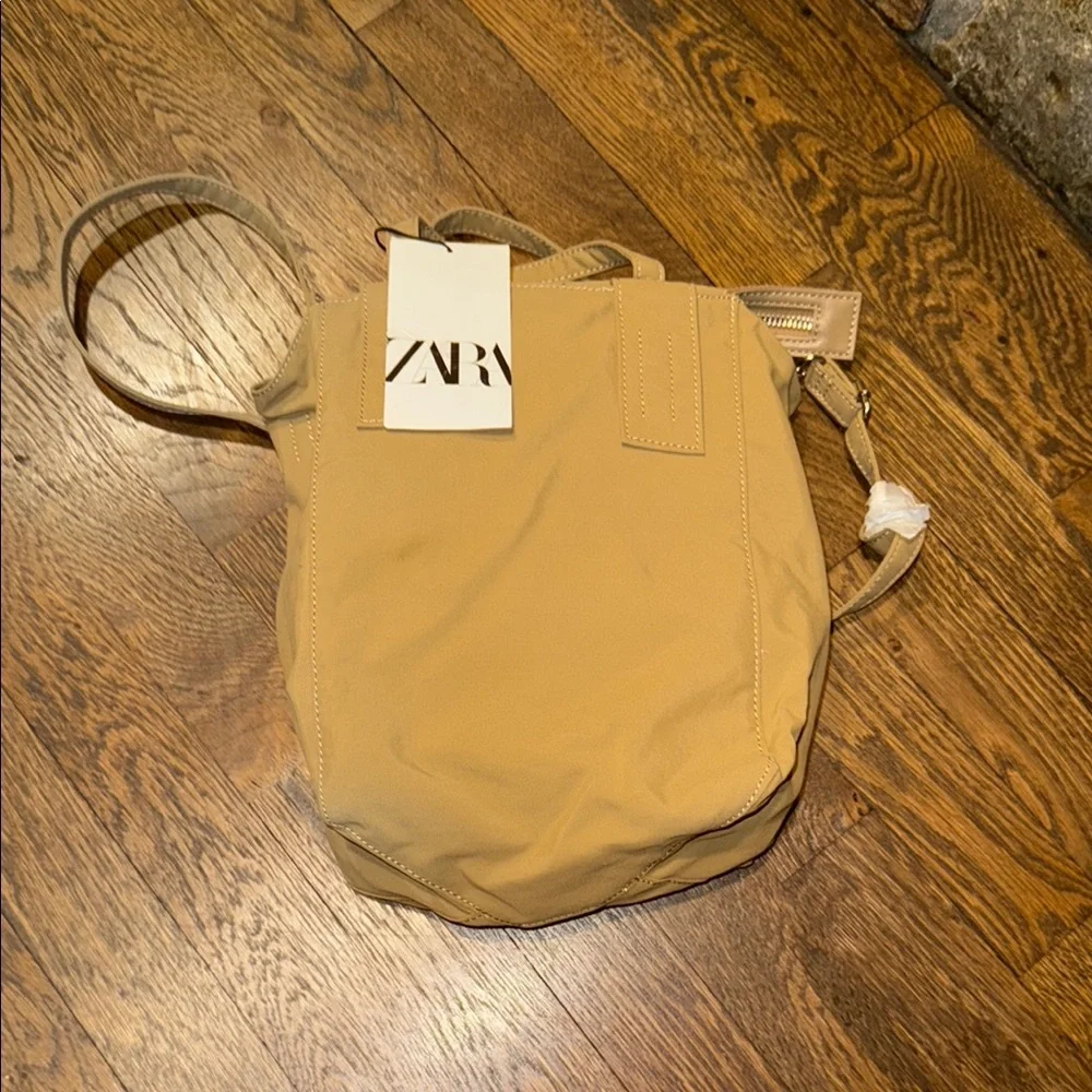 Zara Tote Bag Beige/ Tan satchel with crossbody strap NWT - Picture 1 of 7